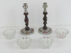 The Royal Antediluvian Order of Buffaloes (RAOB); a pair of silver plated and wooden barley twist