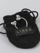 Links of London; a HM silver key chain with heart terminals, hallmarked London with Links of