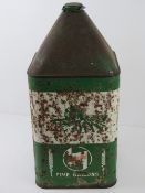 A vintage Agricastrol tractor oil drum with integral handle and conical pouring spout, 54cm high.