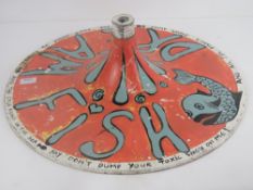 A piece of handpainted Pop Art in the form of a circular umbrella stand, 58cm dia.