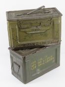 Two WWII US .50 cal ammo tins.