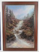 A print of an original painting by Elizabeth M Halstead featuring stags on rocky outcrops,