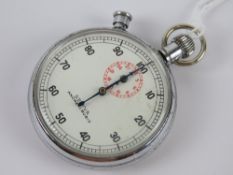 A French Selvia 11 jewel stopwatch, dials read 0-100 seconds and 0-30 minutes, c1930s.