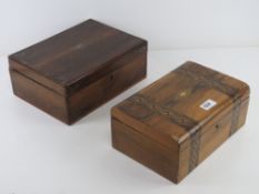 A 19th century Tunbridgeware lidded workbox a/f, 28cm wide.