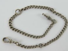 A HM silver watch chain having two clasps upon. 16.2g.