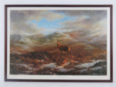 A signed print of an original painting by Elizabeth M Halstead entitled 'Valley of the Stags'