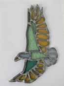 A contemporary leaded glass hanging Peace Dove, 26cm wide.