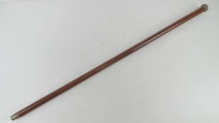An HM silver topped swagger stick, 88.5cm in length.