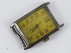 A c1930s art deco silver Alpina Gruen manual wristwatch having rectangular dial with subsidiary