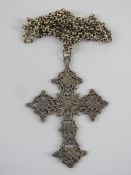 A large and impressive HM silver Gothic crucifix having pierced decoration and measuring 6cm wide,