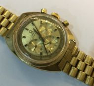 A fine 18ct gold Omega Seamaster Chronograph wristwatch having three subsidiary dials and baton