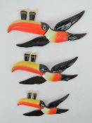 Advertising ware; a graduated set of three Guinness flying toucans,
