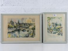 Prints of original paintings by Girard each being of Paris,