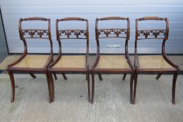 A fine set of four rosewood 19thC dining chairs each with Berger seat supports and having ornate
