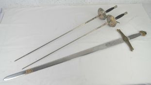 A reenactor or decorative Medieval style sword measuring 41 inches,