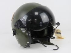 An RAF Mk3C Pilot's helmet with visor and microphone.