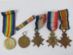 Five WWI British medals inc three 1914-15 medal for PTE J Penn Worcestershire Regiment 8605,