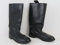 A pair of WWII German Officers black leather boots, stamped 80 to sole.
