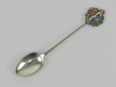 A rare WWI HM silver and enamel Royal Flying Corp spoon, possibly made for the Officer's Mess,