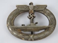 A WWII German Kreigsmarine U Boat badge having Berlin makers mark.