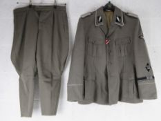 A reproduction German WWII jacket (Size 56) and trousers (size 52).