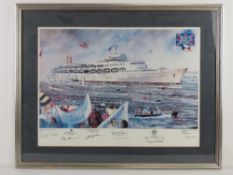 Print; 'Britania Rules' depicting the homecoming of 'The Canberra' after the Falklands War conflict