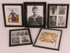 Three framed pictures of various high ranking WWII German Officers 10 ½ x 8 ½ inches,