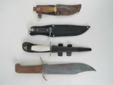 Four assorted knives, one made by Tramontina Brazil.