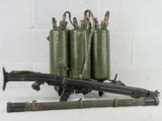 A deactivated LPO-50 flame thrower complete with connector hose and tanks.