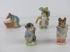 Beswick Beatrix Potter; Four figurines having gold back stamp 'Beswick England F.