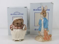 Royal Albert Beatrix Potter; Two large size figurines being 'Peter with Red Pocket Handkerchief',