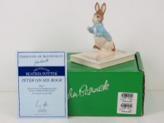 Royal Doulton Beswick Beatrix Potter; Peter on his Book, Limited until year 2002,