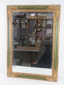 A good contemporary square shaped bevelled edge part gilded wall mirror, 64 x 90cm.