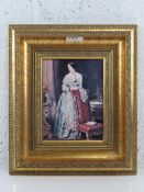 Print entitled 'Baroness Burdett Coutts', pensive lady in lace shawl with mourning jewellery,