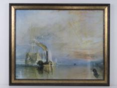 Print; Joseph Mallord William Turner 'The Fighting Temeraire' being towed for scrapping.