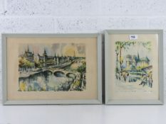 Prints of original paintings by Girard each being of Paris,