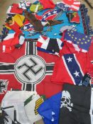 A quantity of assorted contemporary military flags; WWII German, USA, etc.
