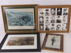 A quantity of various military framed pictures,