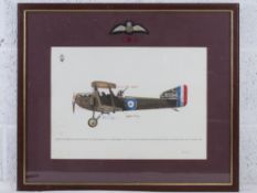A picture in frame with a WWI British plane, has original signatures from a LT J HASLAM and Capt F.