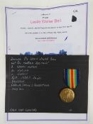 A WWI British Victory Medal, Norfolk Regiment, PTE Leslie Walter Bell 200436.