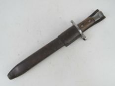 A Canadian Ross Rifle Bayonet with scabbard and frog.