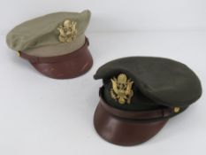 Two reproduction WWII US Army Air Force peaked caps, one being size 7 3/4,