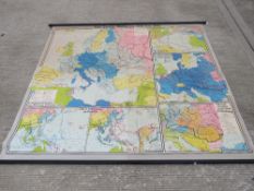 Two 1960s German schoolroom wall maps pr
