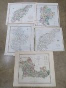 Five hand coloured maps being Northampto
