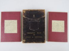 Ordinance map of Essex and Suffolk being two cloth bound fold-out maps in leather covered box,