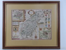 Northamptonshire, a hand coloured map 'P
