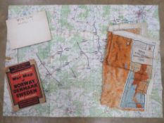 Pilot's map printed on silk being India/