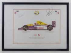 Signed Print; Red 5 Canon Williams Renault FW14,