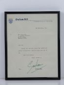 Graham Hill signature on headed note paper, a typed letter dated 7th February 1967 'Dear Pam,