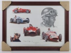 Limited edition print; Tribute to Juan Manuel Fangio by Stuart Mcintyre,